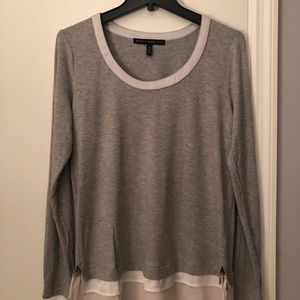 White house black market gray silver thread shirt